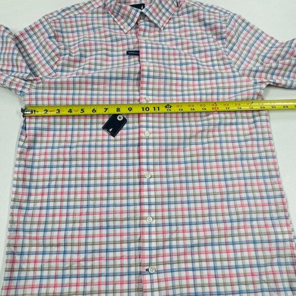 johnnie-O Performance Button Up Shirt Hauser Navy Long Sleeve Pink Blue NWT - Picture 6 of 10